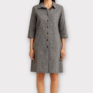 Vintage Ellen Figg Women’s Dress Size 8 Linen Blend Button Minimalist Modest